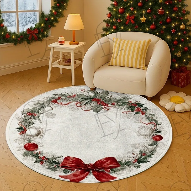 3D Optical Illusion Fireplace Round Rug Creative Fire Vortex Circular Carpet Living Room Burning Wood Bonfire Holiday Area Rugs