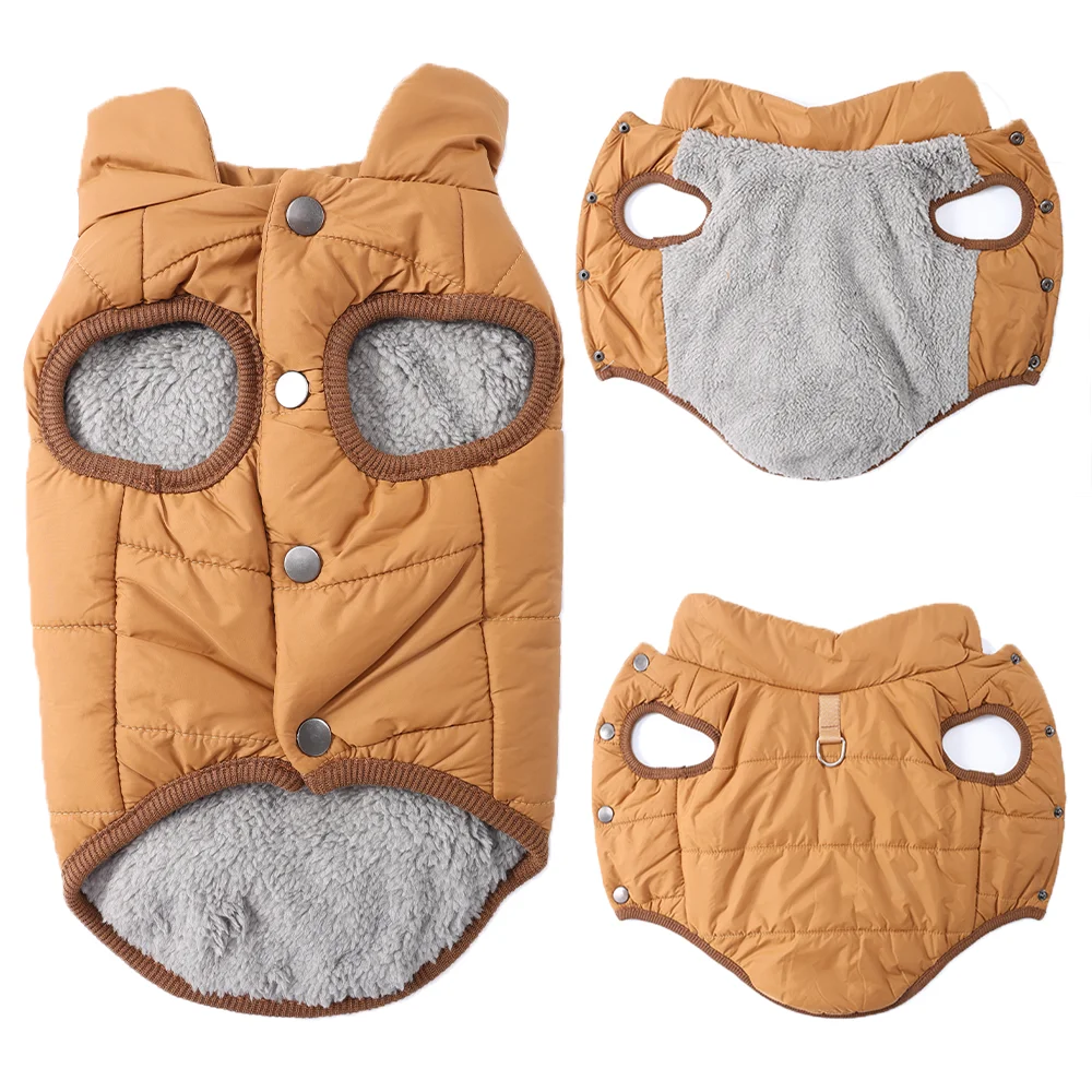 Verdickte Fleece-Hundejacke für den Winter, warmer Welpenmantel mit D-Ring, wasserdichte Outdoor-Haustier-Outfits für kleine und mittelgroße Hunde, Chihuahua