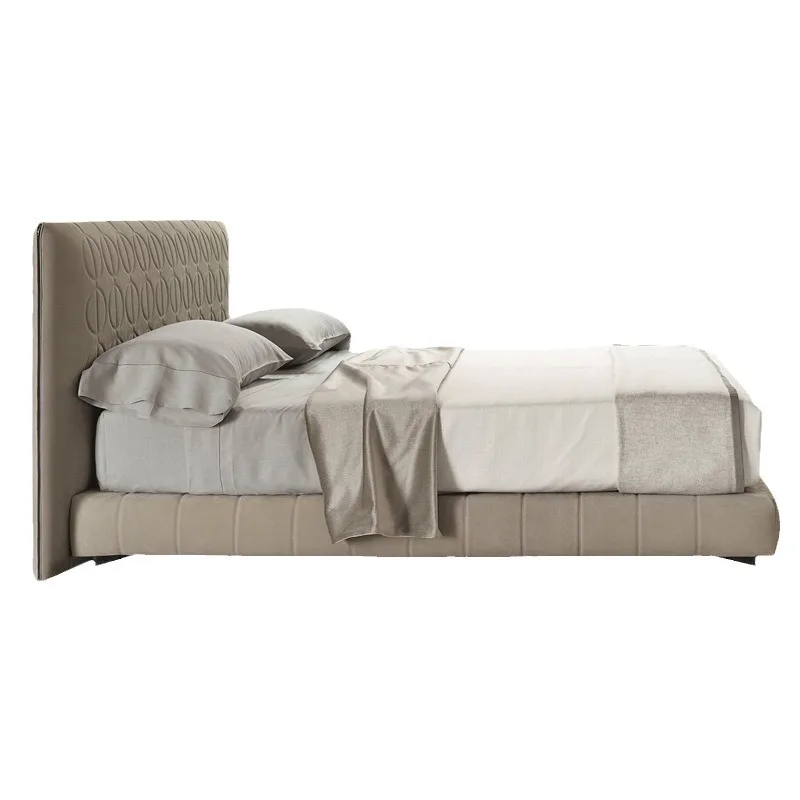 

Minimalist leather fabric bed Italian master bedroom double 1.8 meters wedding bed modern simplicity