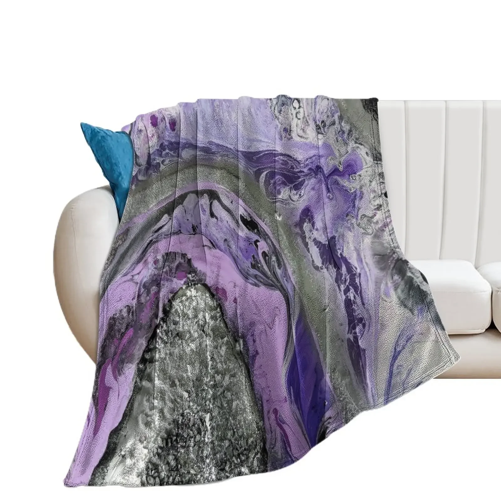 

Lavender Geode Throw Blanket Beach Polar Flannel Fabric Blankets