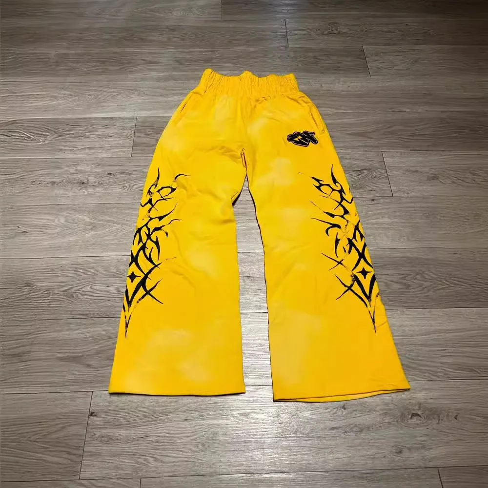 Y2k Rhinestone Loose Elastic Waist Sweatpants Casual Pants High Street Hip-Hop Rap Street Dance Dressing Streetwear 2024 Student