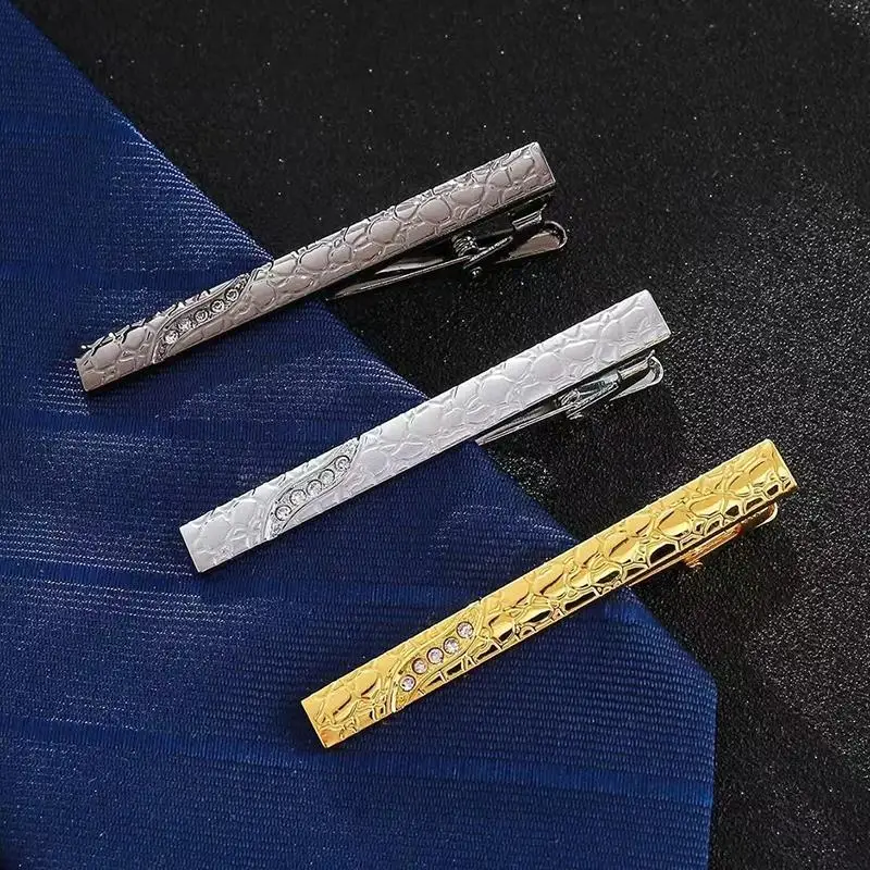 【xxx】Fashion Tie Clip For Men Stone Pattern Bar Clasp Practical Mens Classic Tie Clips Clamp Pin Jewelry Necktie Wedding Gift
