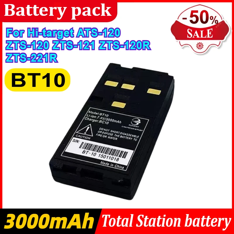 BT10 BT-10 7.4V 3000mAh Battery for Hi-target ATS-120 ZTS-120 ZTS-121 ZTS-120R ZTS-221R BT-10-18041018 Total Station