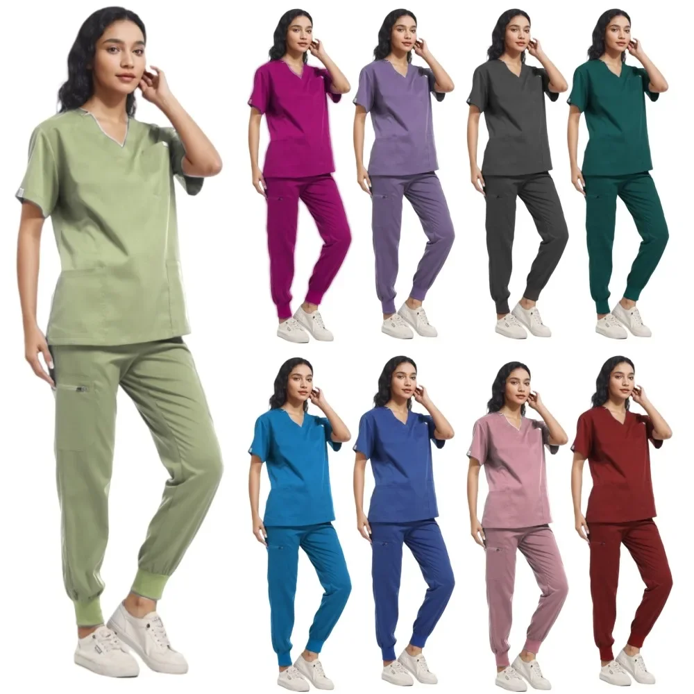 

Multilcolors Hospital Medical Scrub Suits Uniform Women Men Scrubs Set Beauty Work Clothes Nurse Accessories Dental Surgery Suit