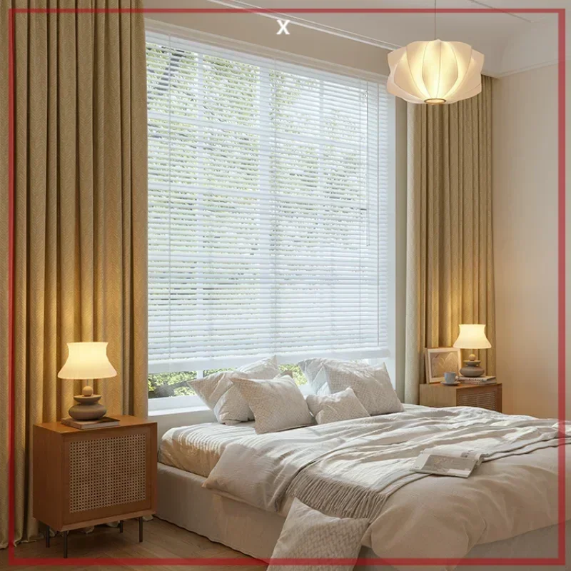 

Japanese New Three-dimensional Printing Curtains for Living Dining Room Bedroom Cotton Linen Cream Color Partition