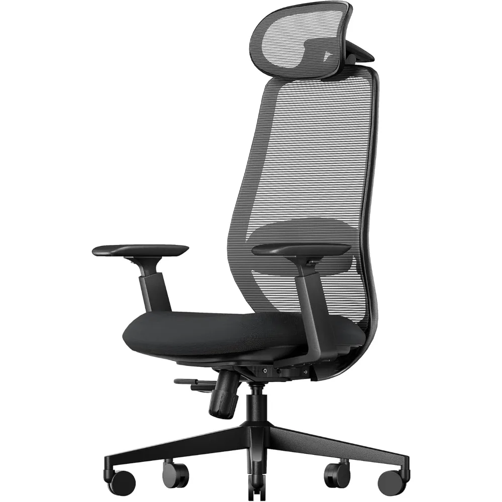Ergonomic High-Back Mesh Office Chair with Adjustable Headrest and Lumbar Support for Computer Use