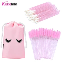 101Pcs Disposable Mascara Wand Micro Eyelash Cleaning Brushes Lash Extension Silicone Lip Spoolies With Lashes Bag Wholesale