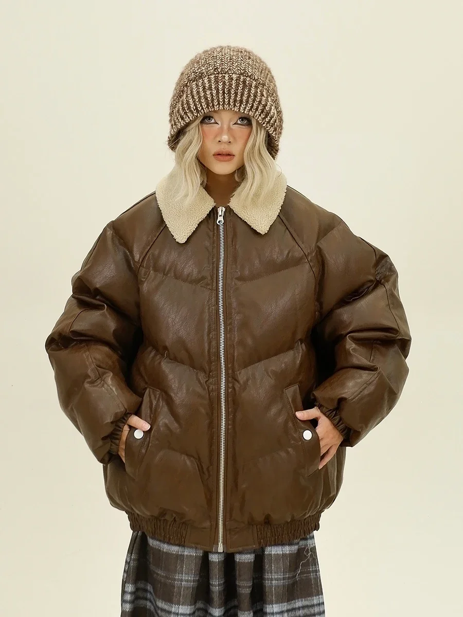 Plush Thickened Parkas Women's 2024 Winter New Loose Bf American High Street Retro Coats