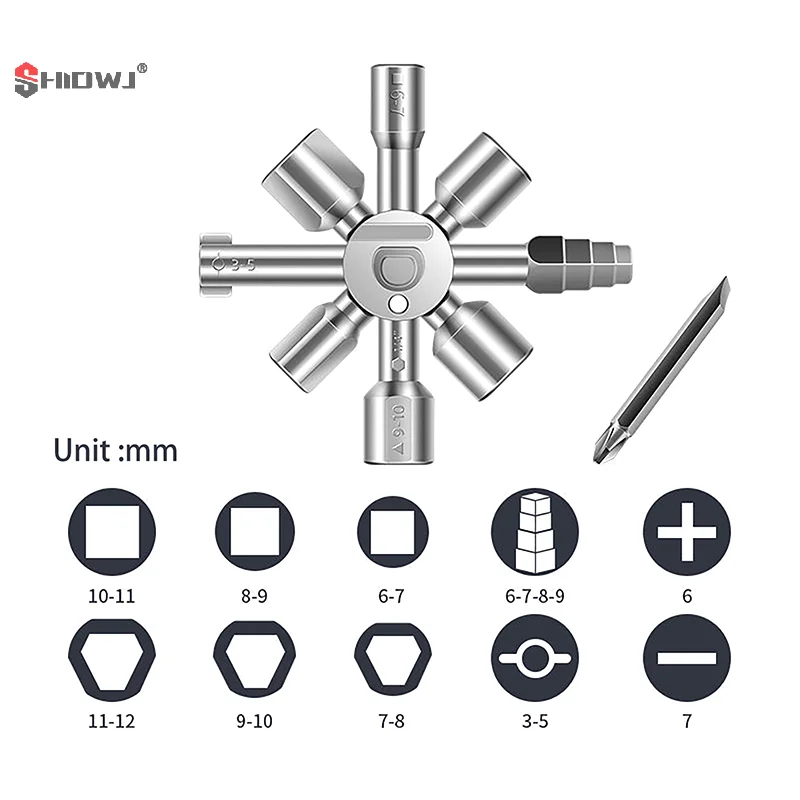 Portable Multifunction Torque Snowflake Wrench Universal 10-in-1 Wrench Tools For Outdoor Camping Hiking Home Screwdriver Tool