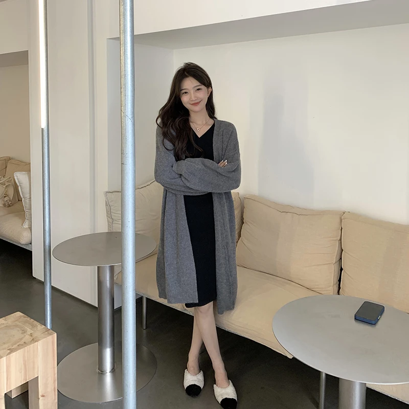 

Hellokay Knitted Open Cardigan Women's Loose Mid-Length Korean Sle Spring Autumn New Arrival Outerwear Sweater V-Ne Long ...
