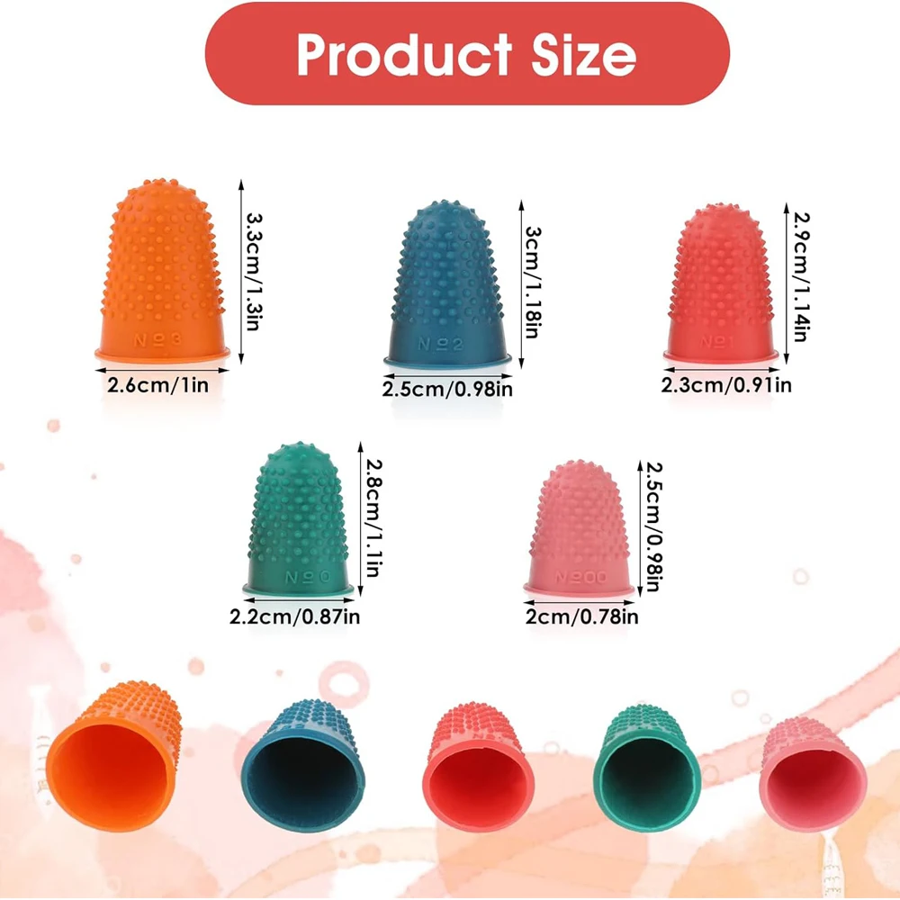 5PCS Silicone Finger Protectors Thimble Protectors Sleeve Tips Guard Fingertip Thumb Cots Pads for Embroidery Sewing Cutting