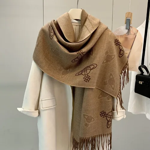 Bufanda clásica de Cachemira de imitación de oveja gruesa para mujer, chal de lujo ligero y cálido de doble cara con patrón de Saturno, otoño e invierno