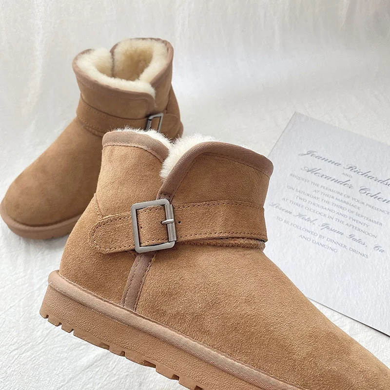 

New Genuine Sheepskin Leather Snow Boots Classic 100% Natural Fur Women Boots Warm Ankle Boots Winter Shoes for Women