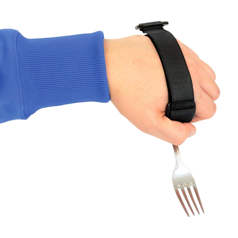 

Aid Utensil Cuff Holder Strap Elastic Eating Assistance Cuff Spoons Forks Knife Fixing Nylon Band For Patients Elderly Disabled