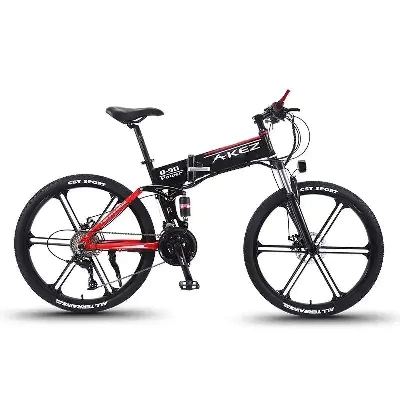 AKEZ Electric bicycle 1000W Motor 48V10.4AH Lithium battery Folding E-Bike 26 inch Tire mountain snow adult Electric Bike image 6