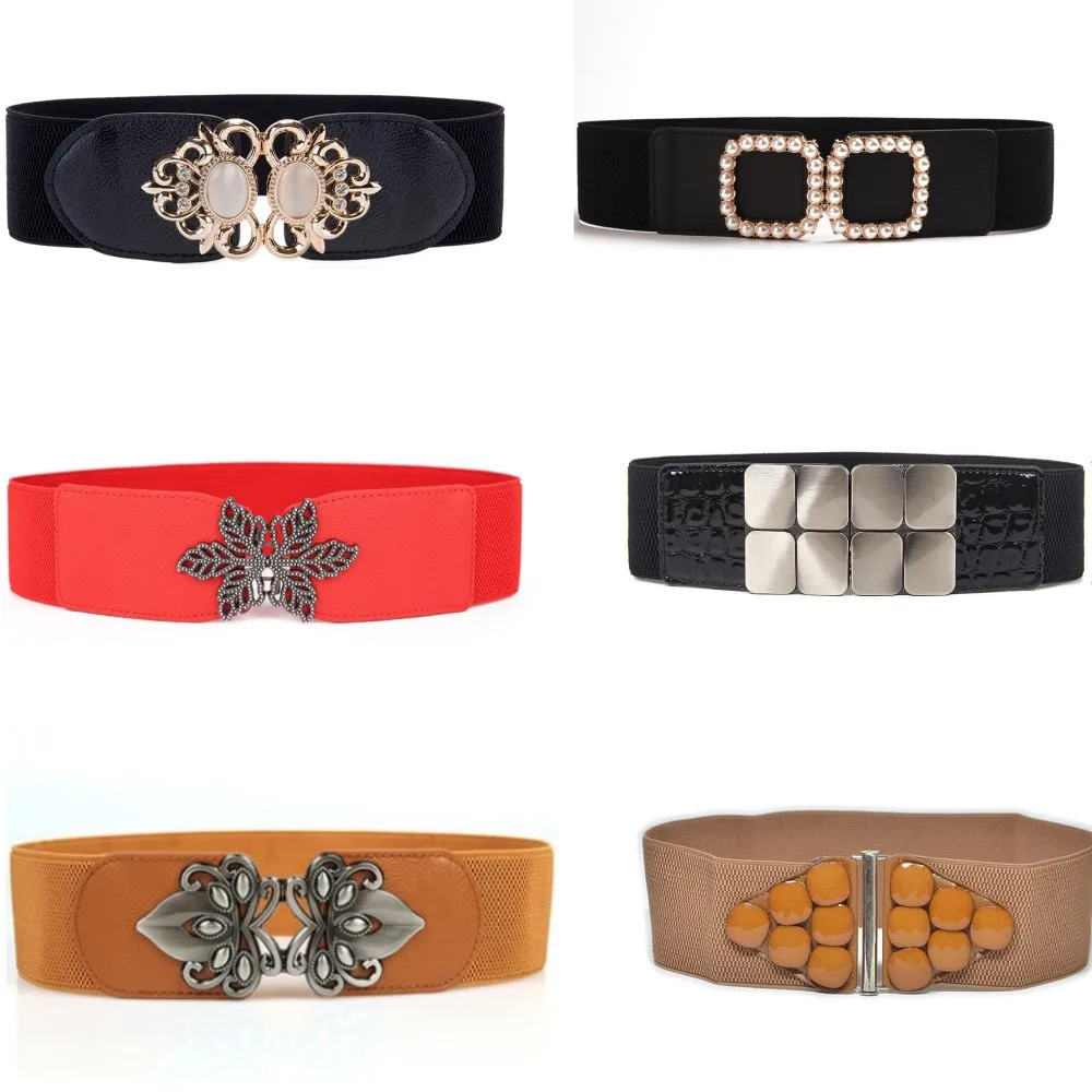 Women New Waistbands for Dress Black Elastic Wide Cummerbunds Factory Fashion Skirt Decorate Waist Belts Girls Party Gifts Lady