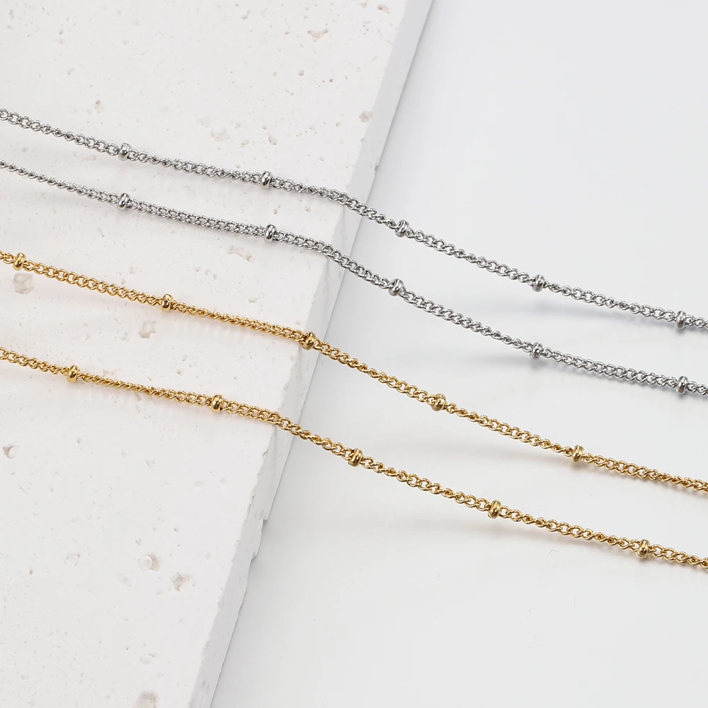 5 Stück 45cm+5cm Kette mit Karabinerverschlüssen, Edelstahl-Perlenkette, Halsketten-Basisketten für DIY-Schmuckherstellung, kein Verblassen – Detail 28
