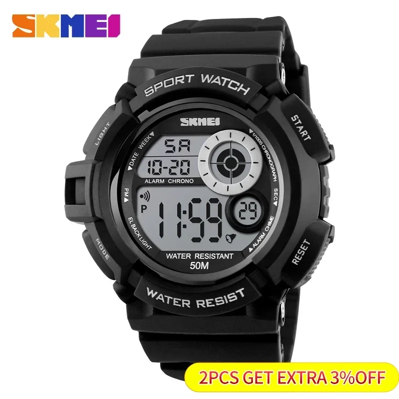 SKMEI 1222  Waterproof Shock Resistant Digital Watch reloj hombre Outdoor Sport Watch Men Simple Colourful LED Display Watches