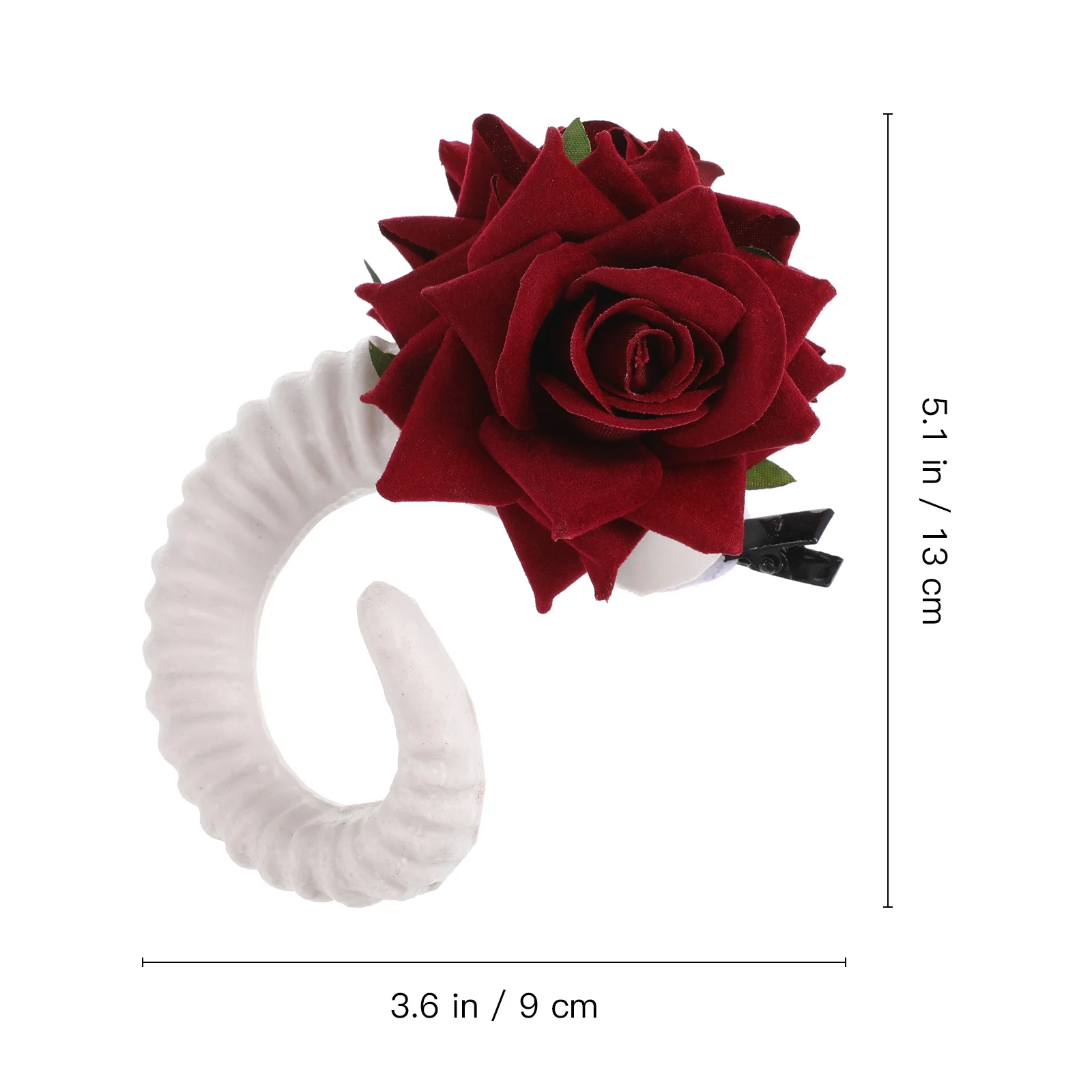 دبوس شعر فريد من نوعه على شكل قرون الأغنام وزهرة الورد خفيف الوزن ومتين للهالوين زي تنكري للحفلات DIY إكسسوار زينة للشعر #6