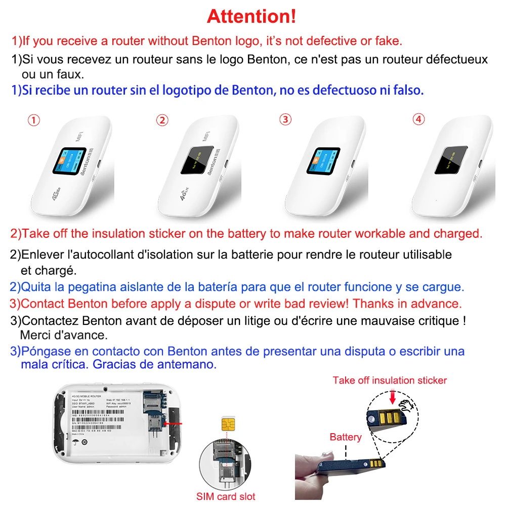 Benton Portable WiFi 4G LTE MiFi Router 4G SIM Router Portable WiFi Router 150Mpbs Hotspot Pocket WiFi Repeater Mobile 4G Modem