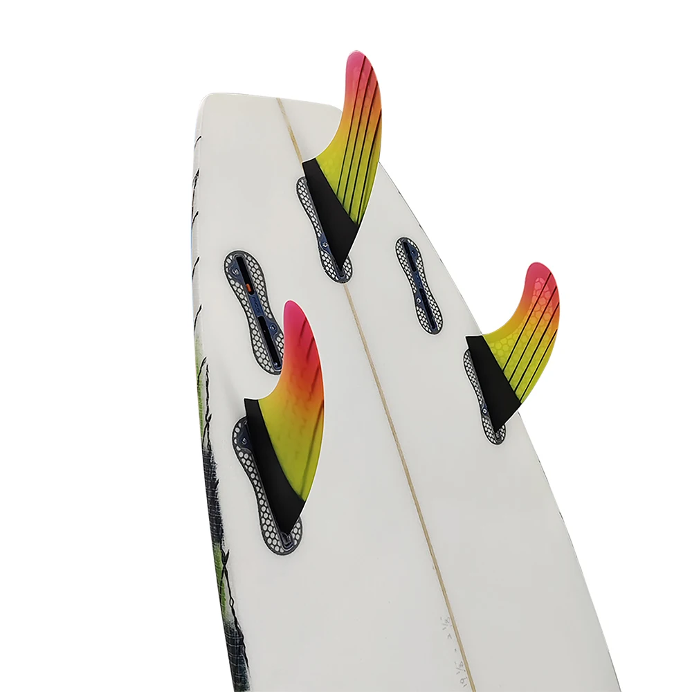 

Плавники для серфборда UPSURF FCS 2 G5/G7, оранжево-желтый градиент, двойные крепления, 2 шт., из стекловолокна с сотовой структурой, комплект из трех плавников, аксессуары для серфинга