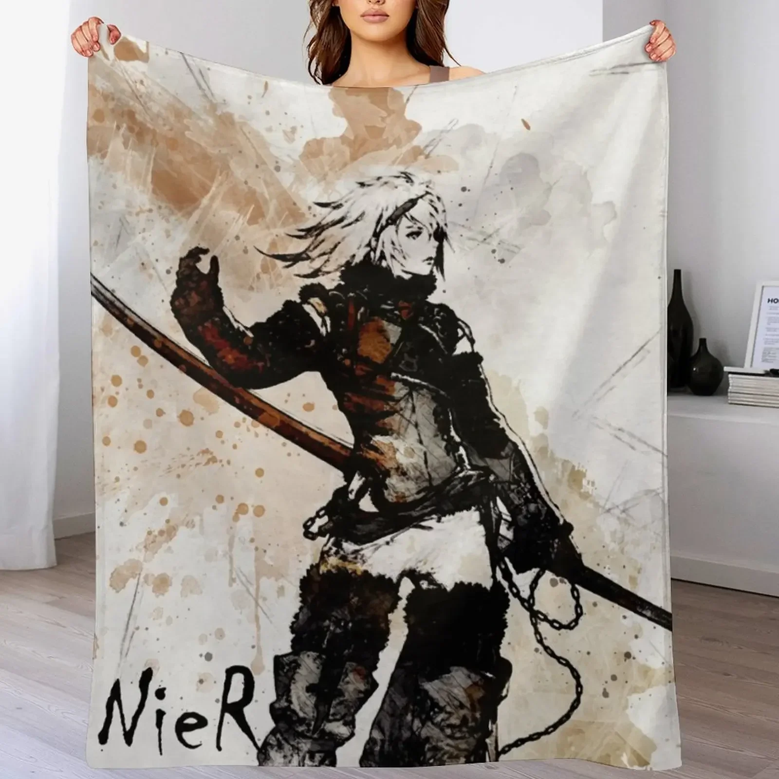 NieR Replicant *Painting* Throw Blanket Stuffeds Winter beds Blankets