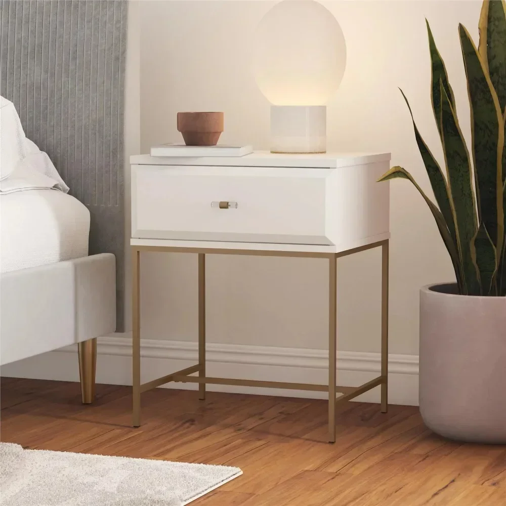 Nightstand, Attractive Side Table, White Effie Nightstand