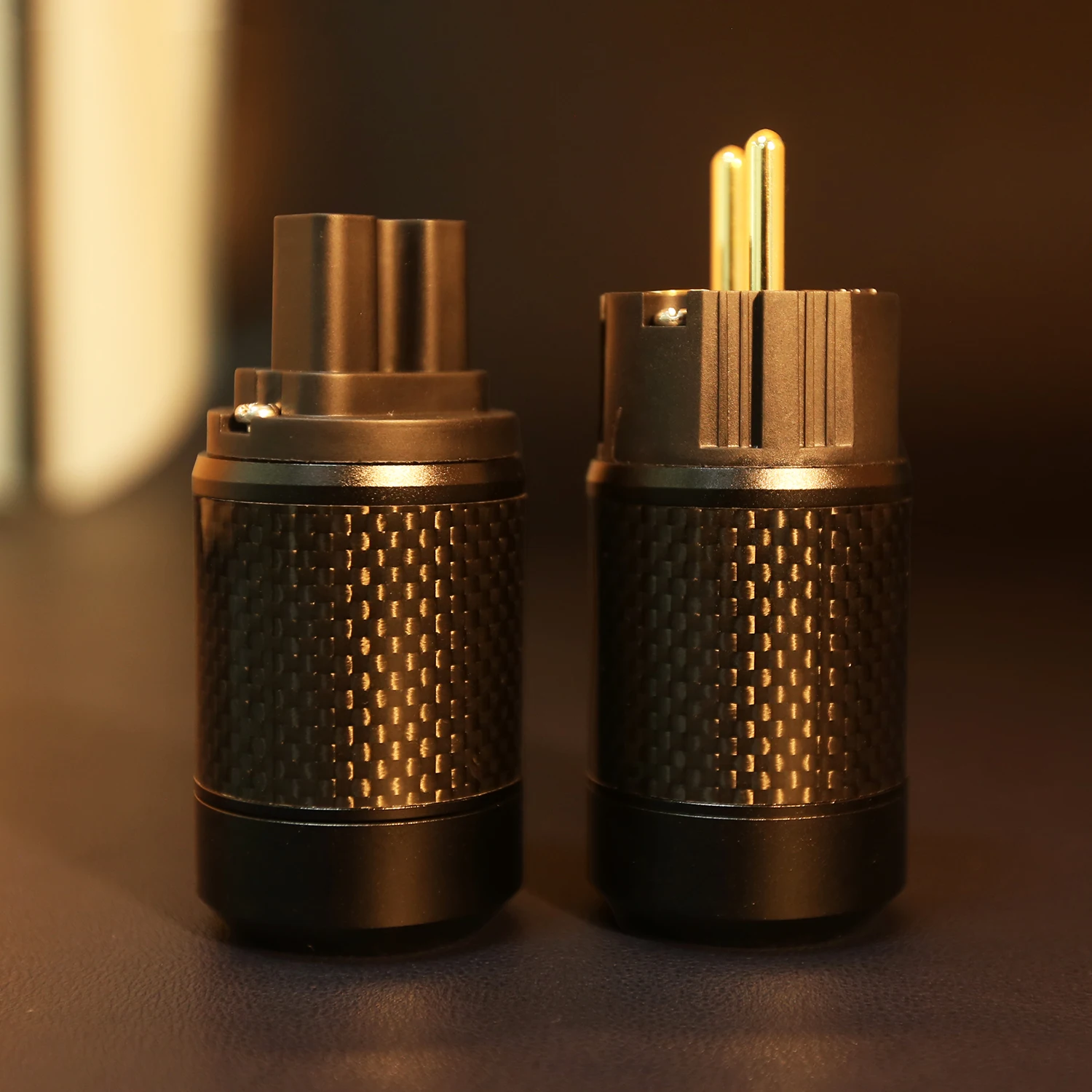 HiFi Audiophile Carbon Fiber Gold Rhodium Plated EU Power Plug IEC C13 Connector male female for DIY Power Cable