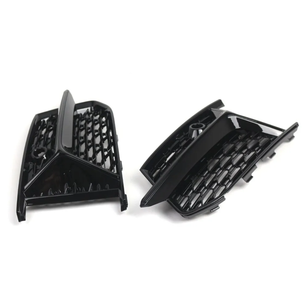 Pair Of Front Bumper Fog Light Grille Cover 4K0807151A Fog Lamp Bezel Grill For Audi A6 S-Line S6 C8 2018-2025 Black Glossy