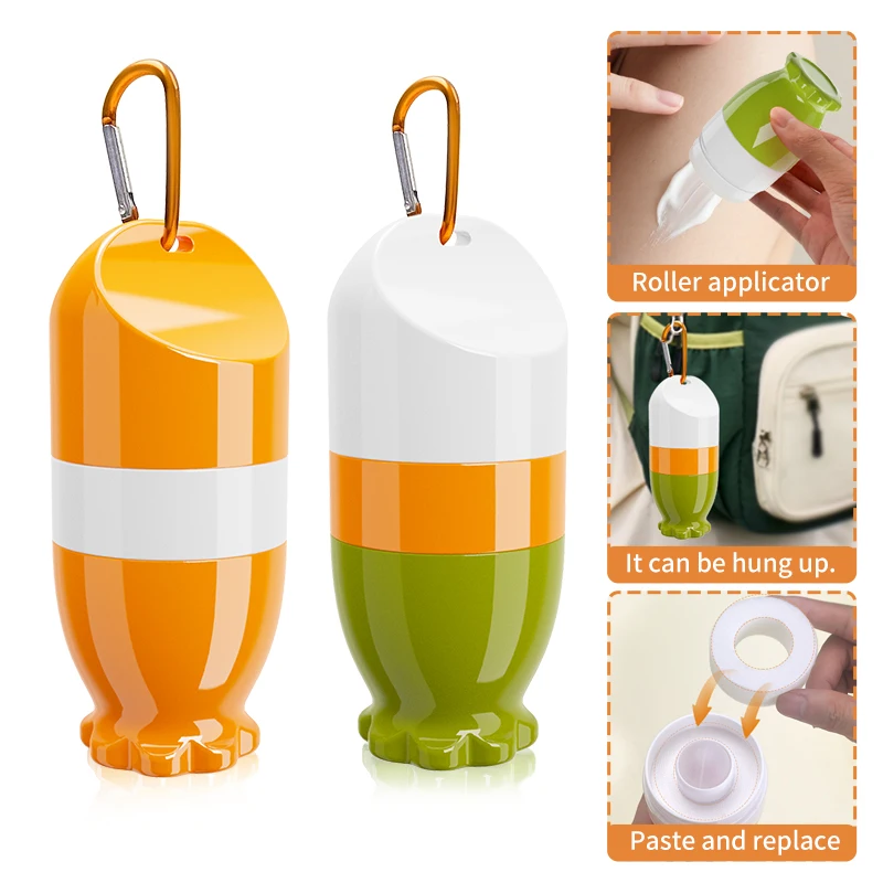 1pc Portable Sunscreen Lotion Applicator, Roll-On Sponge Beauty Tool Bottle