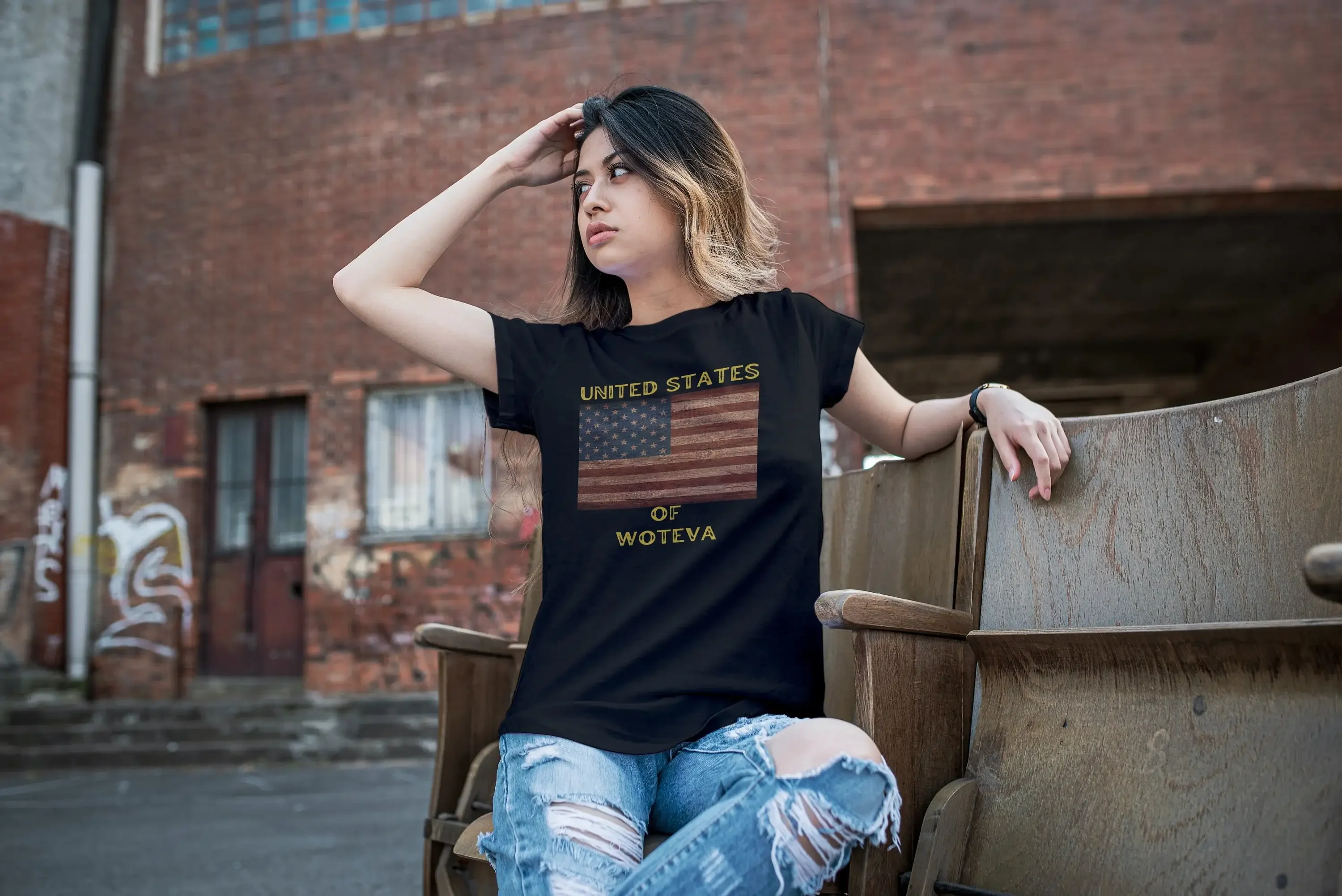 T-Shirt „Vereinigte Staaten von Woteva“, lustige USA-Shirts, amerikanische Flagge