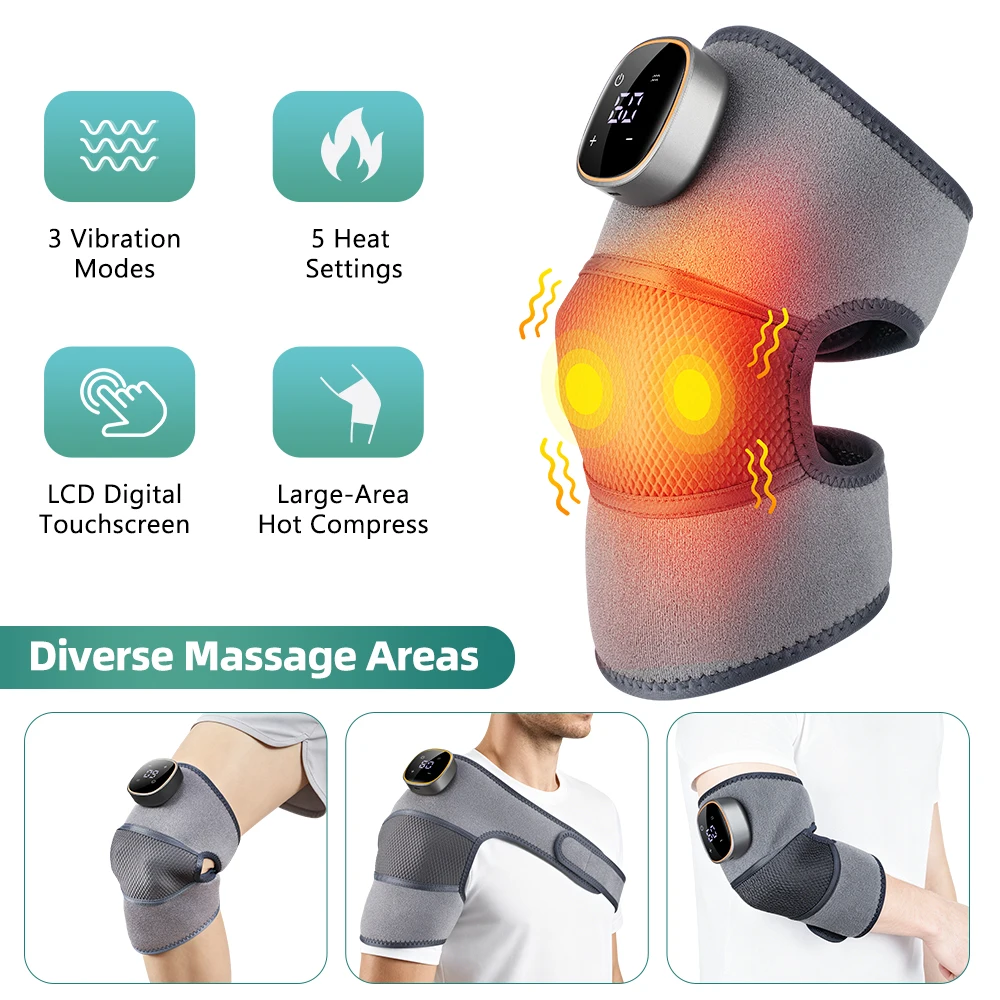 1Pc Heated Knee Massager 3-in-1 Vibrating Knee Heating Pad for Knee Elbow Shoulder Support Wrap Warm Compress Joint Protection