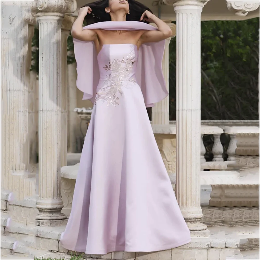 Modish-vestidos de graduación sin tirantes para mujer, corte en A, elegantes apliques hasta el suelo, fiesta de banquete, vestido de noche de Gala, estilo moderno