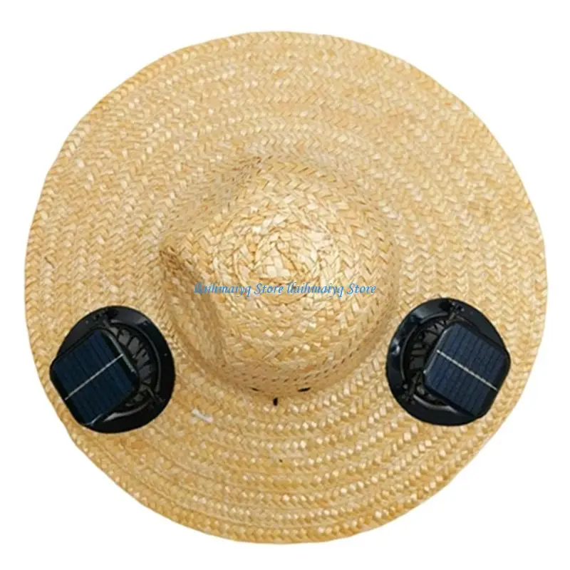 573B Solar Energy Charged Cooling Sun Hat Fan Breathable Mesh Construction Adjustable Fit Summer Activity Accessory