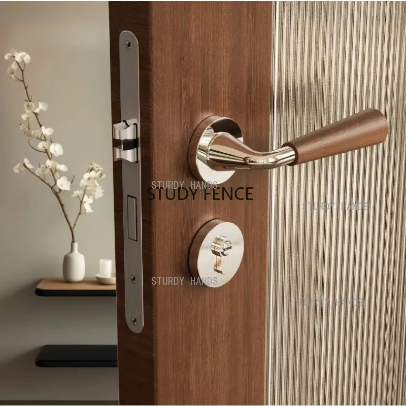 

1 set of Zinc alloy silent door, Chinese-style retro universal door split handle lockset with key Hardware accessories bedroom