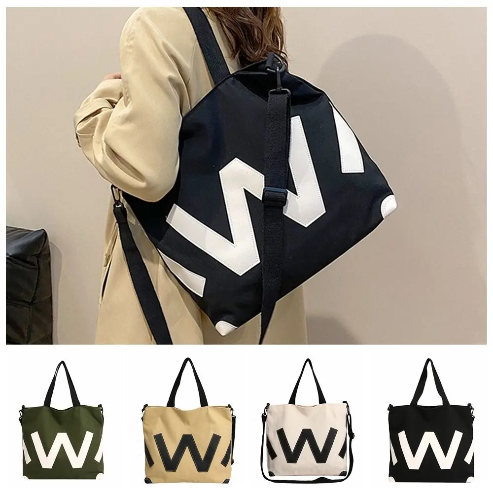 Letter Print Canvas Tote Bag Large Capacity Handbag Shoulder Bag Crossbody Bag Shopping Bag Large Capacity Handbag Streetwear