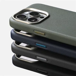 Diamonds texture Original MagSafe Leather Phone Case For iPhone 17Pro 16 15 13 14pro max Alloy Lens Wireless Charging Back Cover