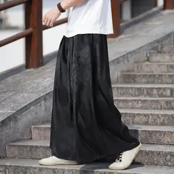 2026 Spring Summer Men Causal Baggy Pants Men Chinese Style Harem Pants Mens Traditional Wide Leg Pants Male Black Pants