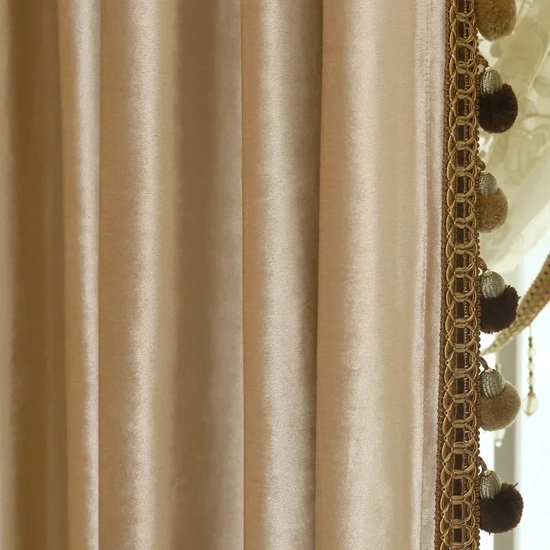 

Luxury Velvet Curtains for Living Dining Room Bedroom Simple European Color Custom Size European High-grade Solid Color Palace