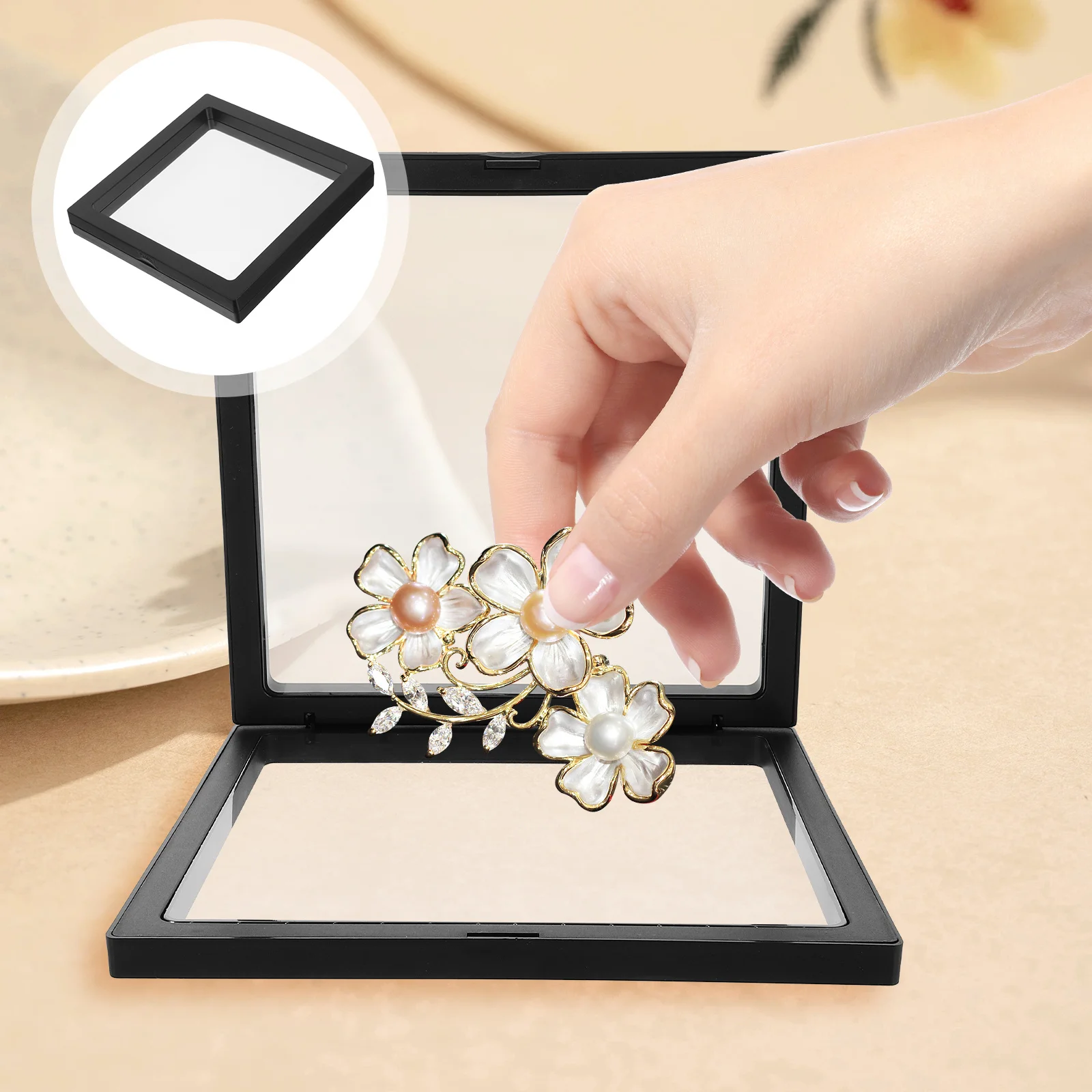 

4Pcs 3D Case Stable Transparent Jewelry Holder Creative Desktop Frame for Rings Bracelets Organizer
