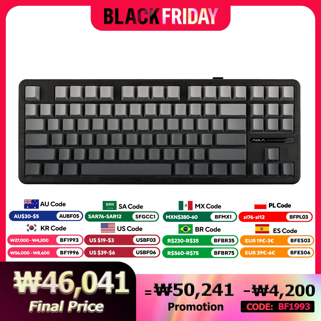 AULA F87 Pro Mechanical Keyboard 3 Mode 2.4G/USB/Bluetooth Tri Mode Wireless Gaming Keyboard 87 Key Hotswap RGB Gasket Keyboard