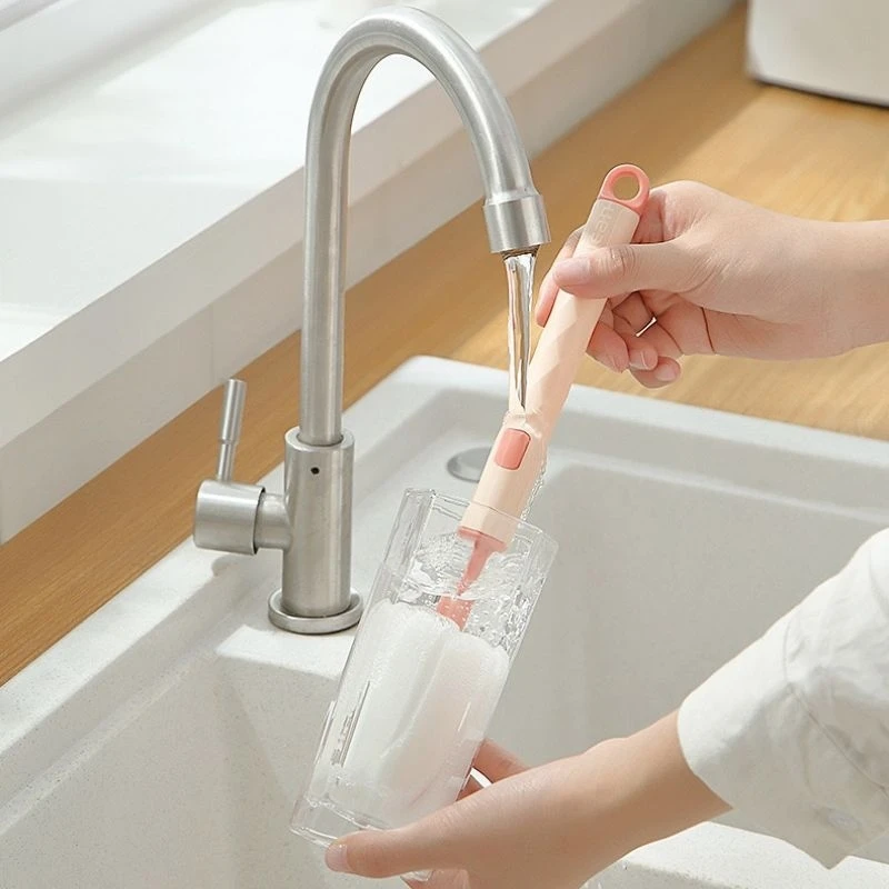 Detachable Bottle Brush 360 Degree Rotation Baby Pacifier Cup Nipple Cleaning Brushes Set Soft Handheld Baby Bottle Brushes New view 6
