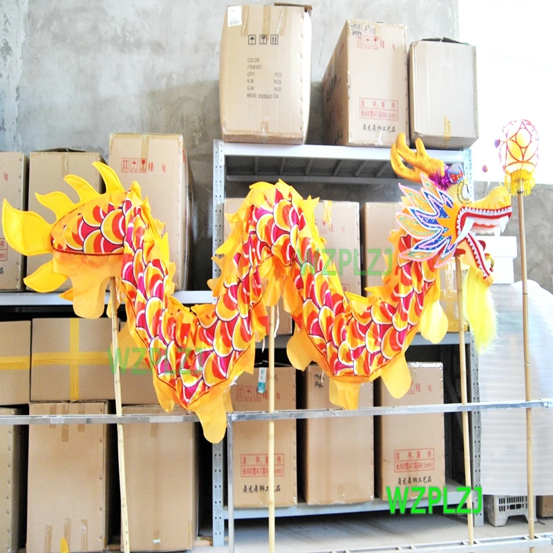 Dragon Dance Costume 4m Silk  4 Players size 5 Children Students Event Park Stage Festival Chinese Traditional Performance