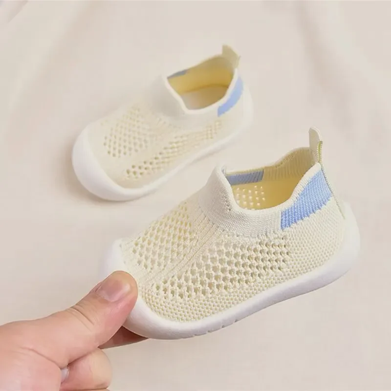 New Summer Yellow Breathable Mesh Anti-slip Shallow Mouth Anti-slip Walking Shoes for Boys and Girls Children's Indoor Shoes