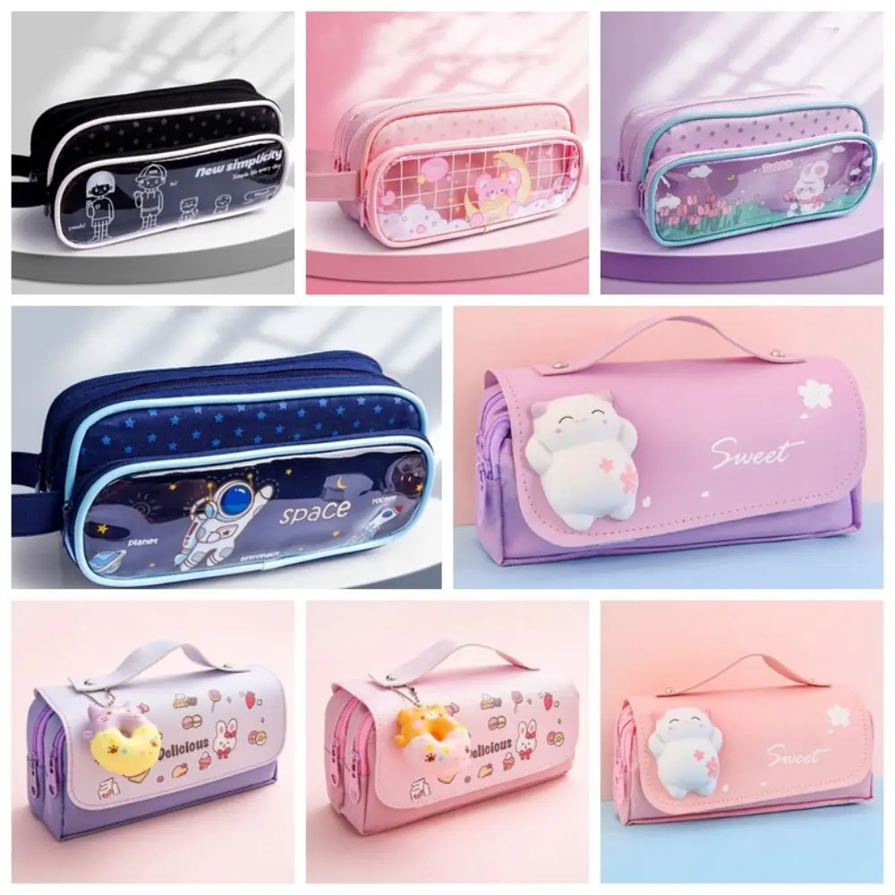 Imagem -02 - Impermeável 3d Pencil Case para Meninas Descompressão Pen Pouch Material Escolar Caixa Organizadora Estética Papelaria Coreano Bonito Kawaii