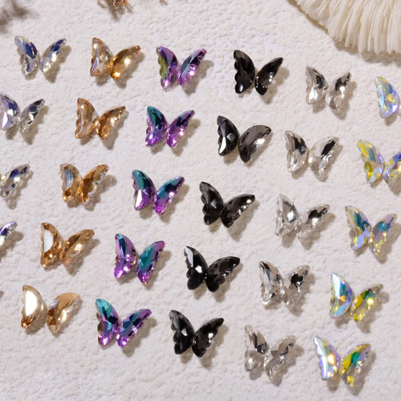 New Wings Nail Art Rhinestone Point Bottom Crystal Half Wings Shiny 3D Fingernail DIY Decorative Accessories 20/50pcs