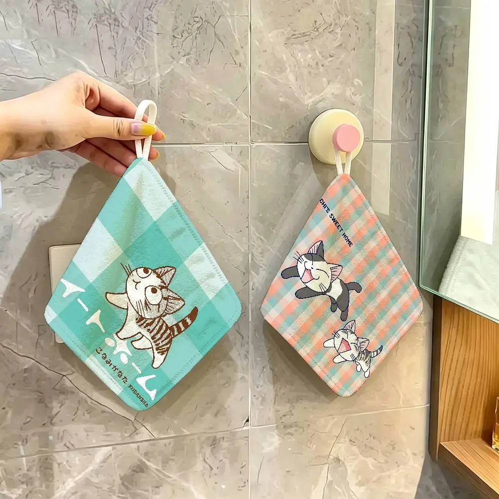 Cute C-Chis Sweet Soft Polyester Cotton Towel, Hanging Kitchen Style Hand Wiping Cloth for Restaurant Home