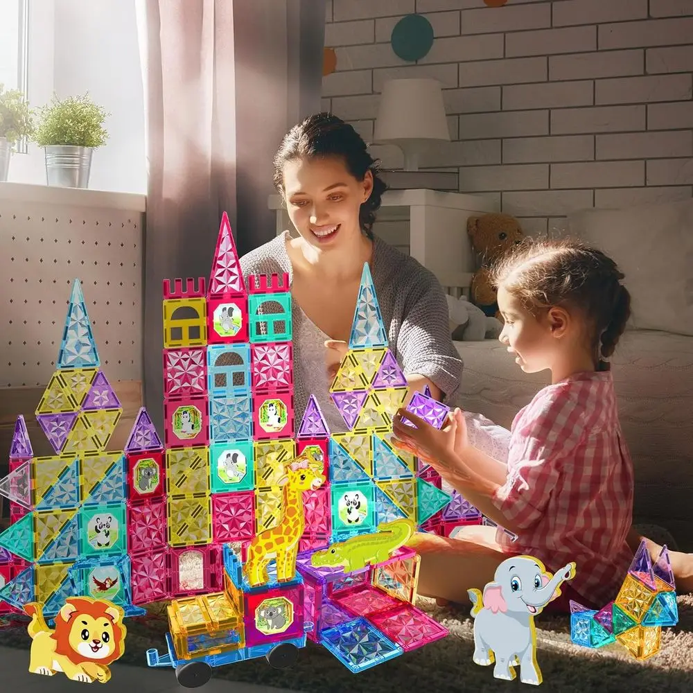 Juego de bloques de construcción magnéticos de 110 piezas para niños: juguetes STEM 3D para edades de 3 a 9 años, regalo ideal para niños pequeños