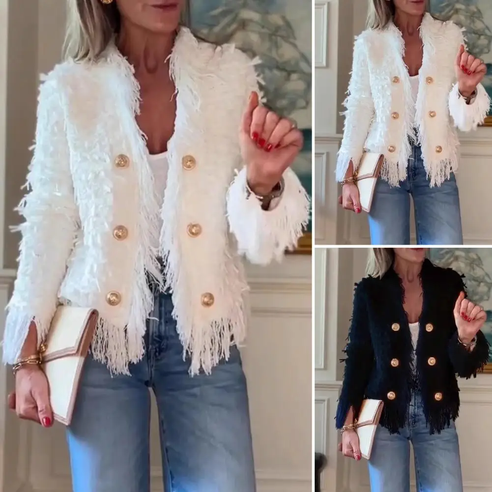 سترة دافئة خفيفة الوزن، سترة نسائية أنيقة من الفرو الصناعي، سترة أشعث أنيقة لخريف وشتاء، عصرية للسيدات