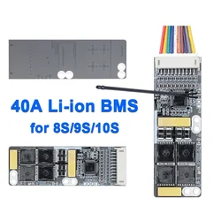 8S 9S 10S 40A Li-ion Battery BMS with NTC Temp Sensor Lithium Battery Protection Board with Overcharge Protection